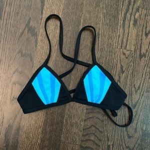JOLYN -Blue&Black Triangular Bikini Top (T…